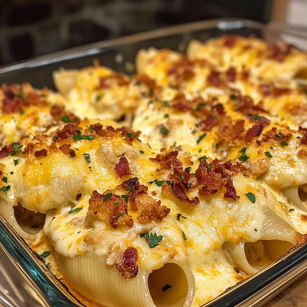 Indulge in Crispy Chicken Bacon Ranch Cheesy Stuffed Shells Today! 4 Crispy Chicken Bacon Ranch Cheesy Stuffed Shells 30 Minutes Ultimate Delicious