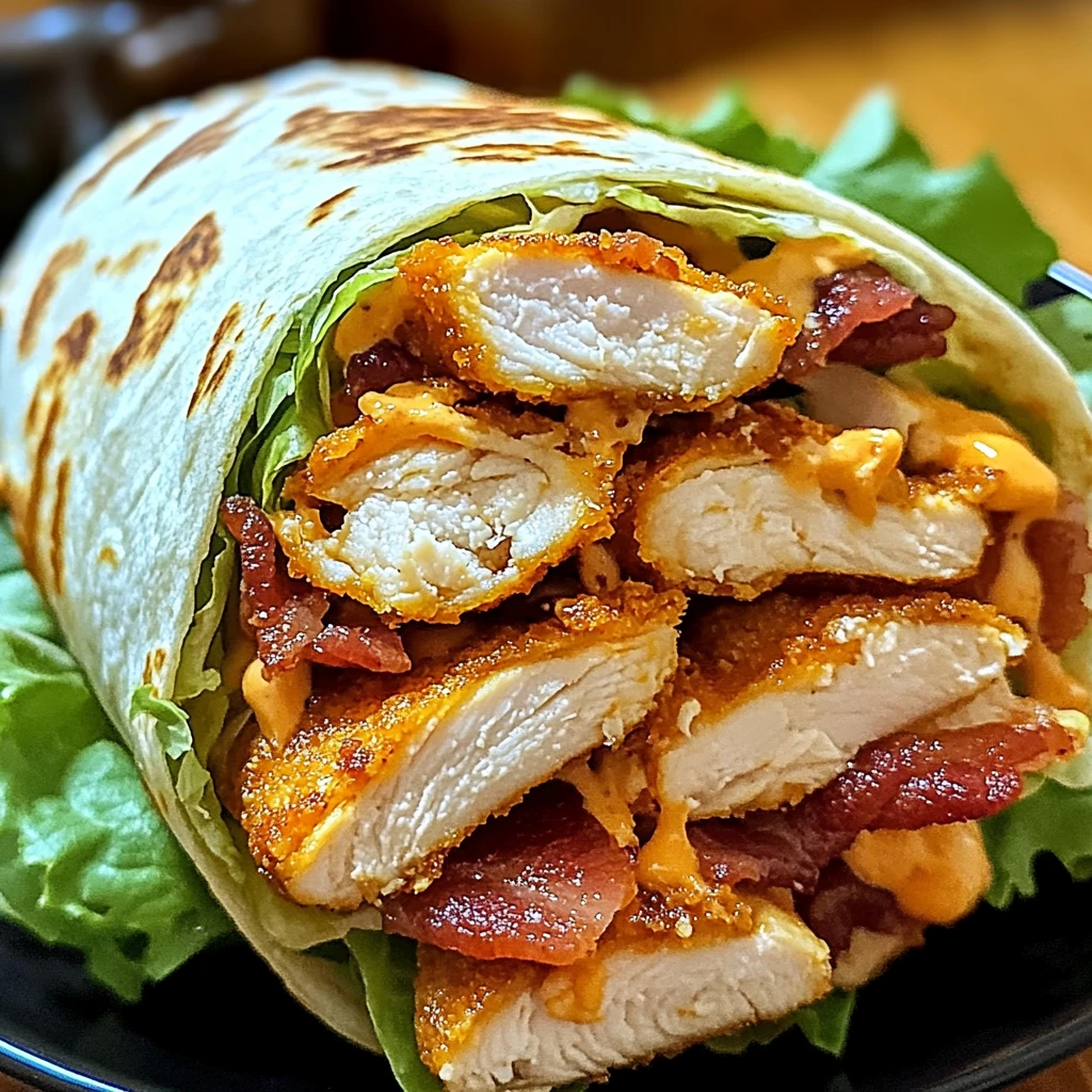 Enjoy a Flavorful Crispy Chicken Bacon Ranch Wrap Today! 4 Crispy Chicken Bacon Ranch Wrap 4 Servings Ultimate Delicious