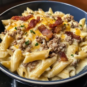 Loaded Bacon Cheeseburger Alfredo Pasta 4 Servings Easy Delicious