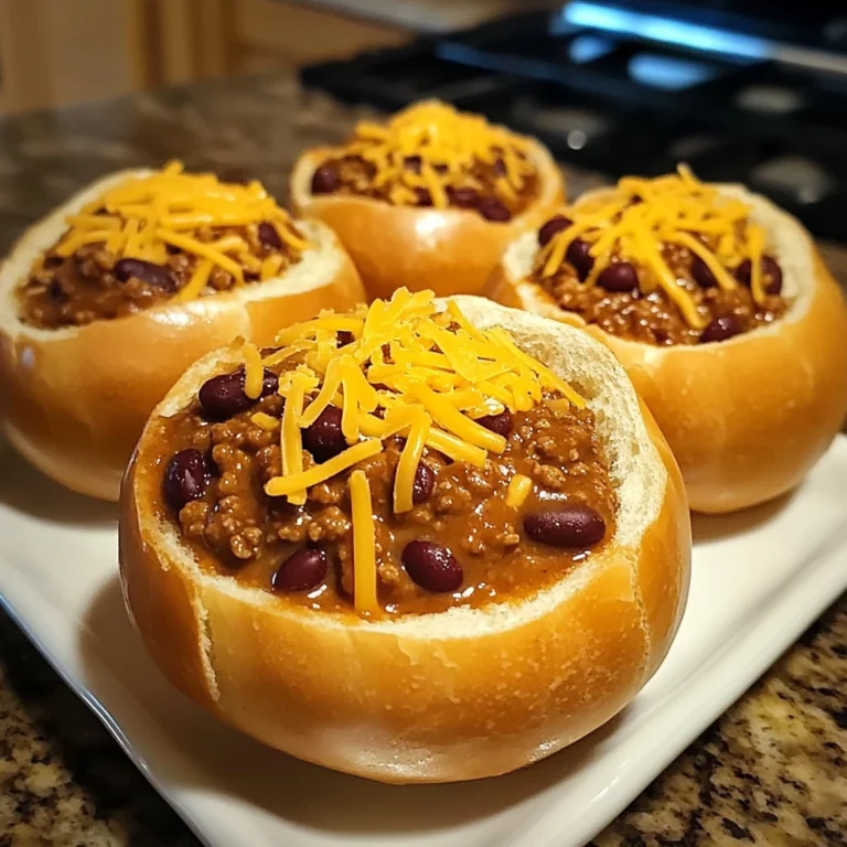 Mini Chili Football Bread Bowls 4 Servings Easy Delicious