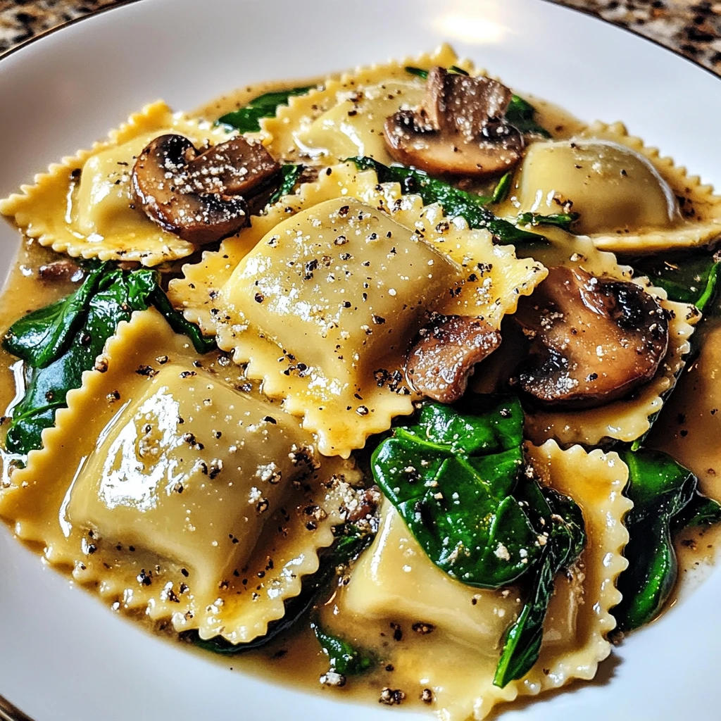 Mushroom Ravioli with Spinach 4 Servings Easy Delicious