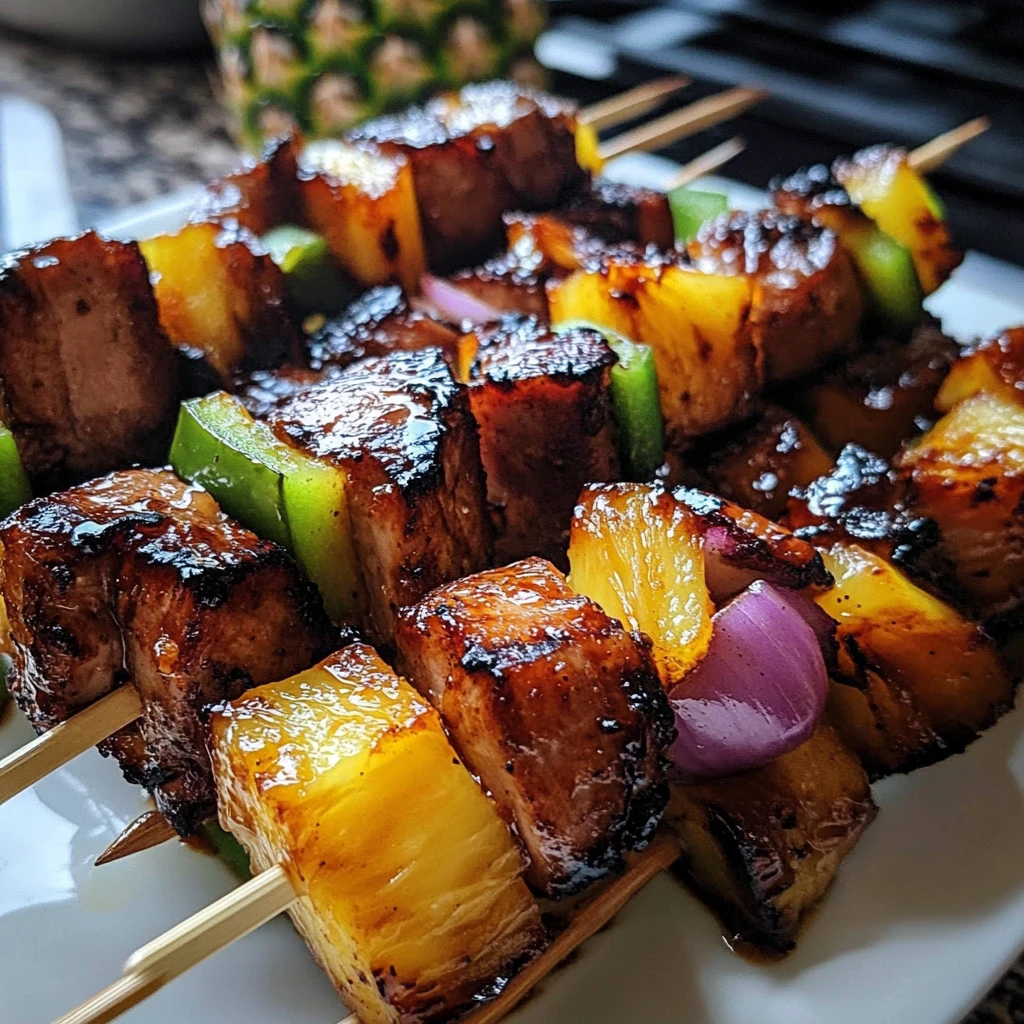 Savor the Flavor of Pineapple BBQ Pork Skewers in 30 Minutes! 4 Pineapple BBQ Pork Skewers 30 Minutes Perfect Delicious