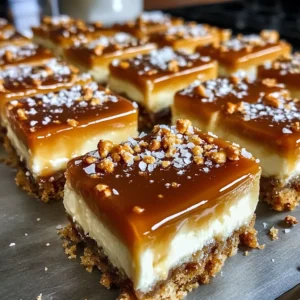 Salted Caramel Pretzel Cheesecake Squares 4 Servings Easy Delicious