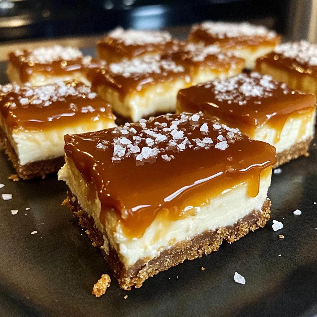 Salted Caramel Pretzel Cheesecake Squares 4 Servings Easy Delicious