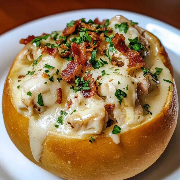 Bacon Chicken Alfredo Parmesan Bread Bowl 4 Servings Ultimate Delicious