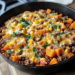 Cheesy Tex-Mex Ground Beef & Sweet Potato Skillet 30 Minutes Ultimate Delicious