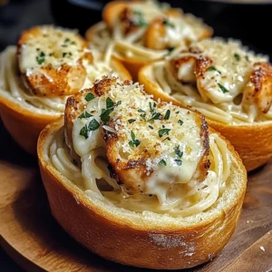 Chicken Alfredo Garlic Bread Bowls 30 Minutes Ultimate Delicious