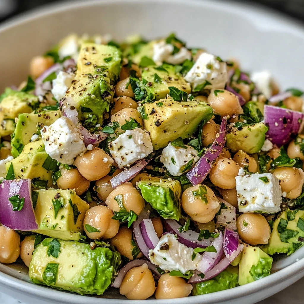 Enjoy a Fresh Chickpea Feta Avocado Salad for Healthy Eating! 4 Chickpea Feta Avocado Salad 7 Ingredients Easy Delicious