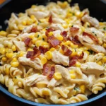 Creamy Chicken and Corn Pasta with Bacon: 30 Minutes Ultimate Delicious