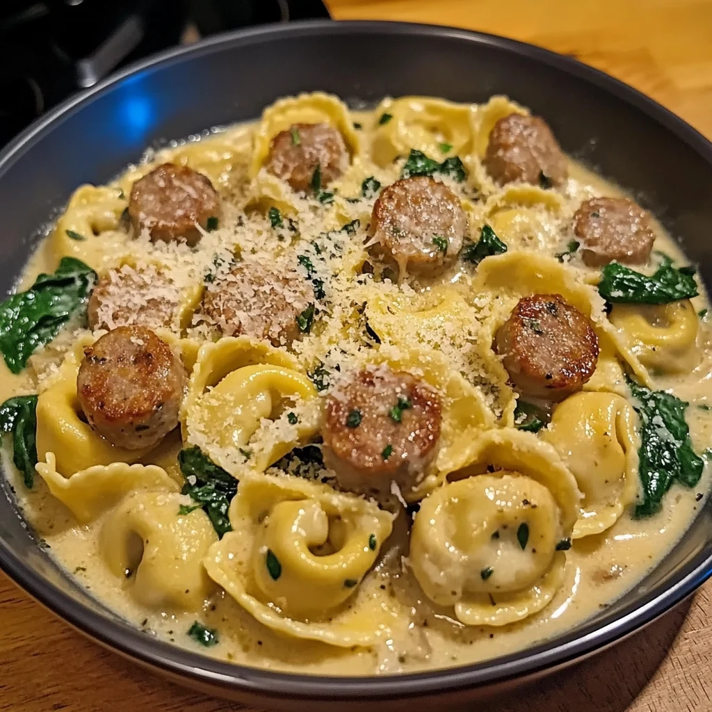 Creamy Garlic Parmesan Sausage Tortellini 30 Minutes Easy Delicious