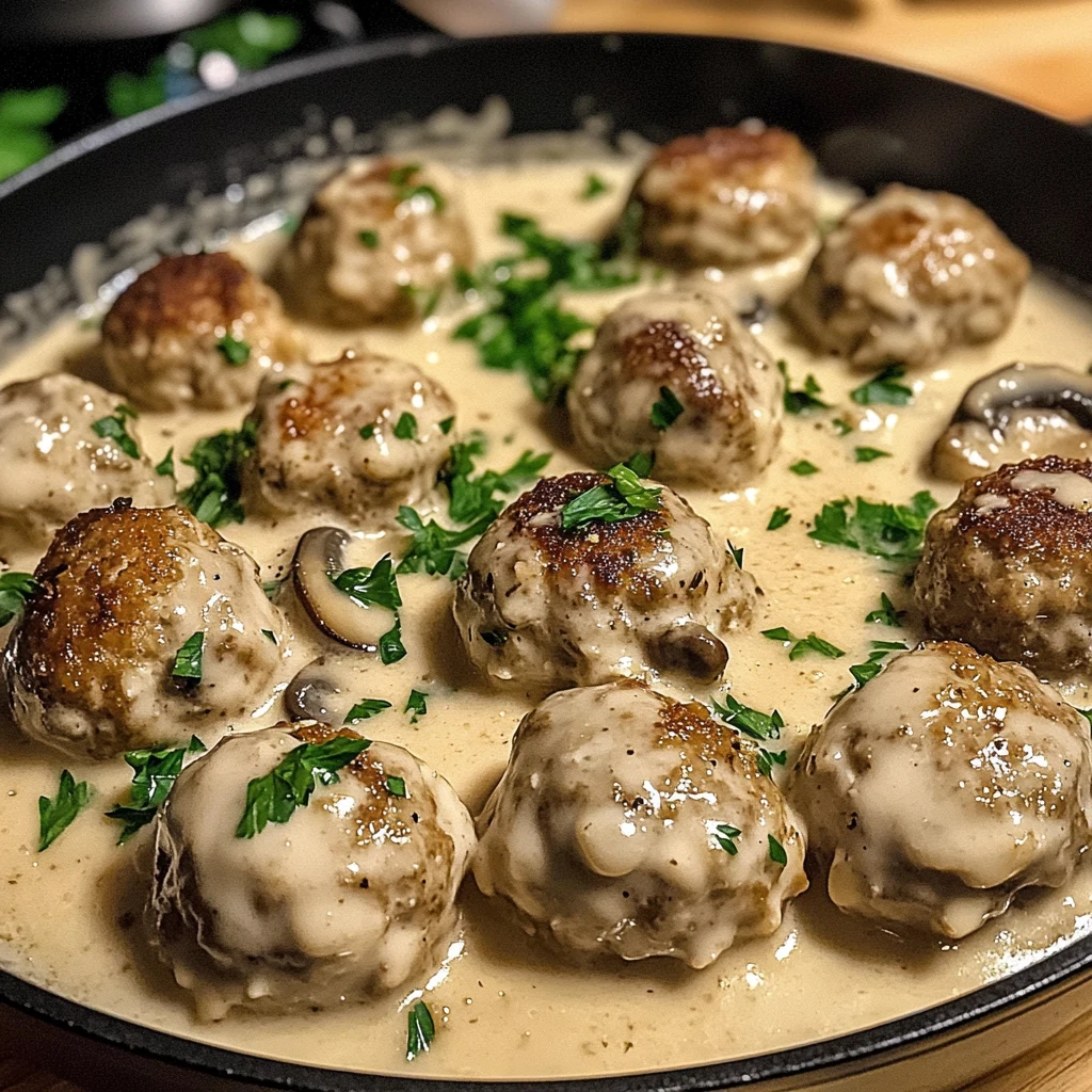 Creamy Mushroom Chicken Meatballs 30 Minutes Ultimate Delicious