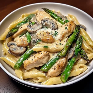 Creamy Mushroom and Asparagus Chicken Penne 30 Minutes Awesome Delicious