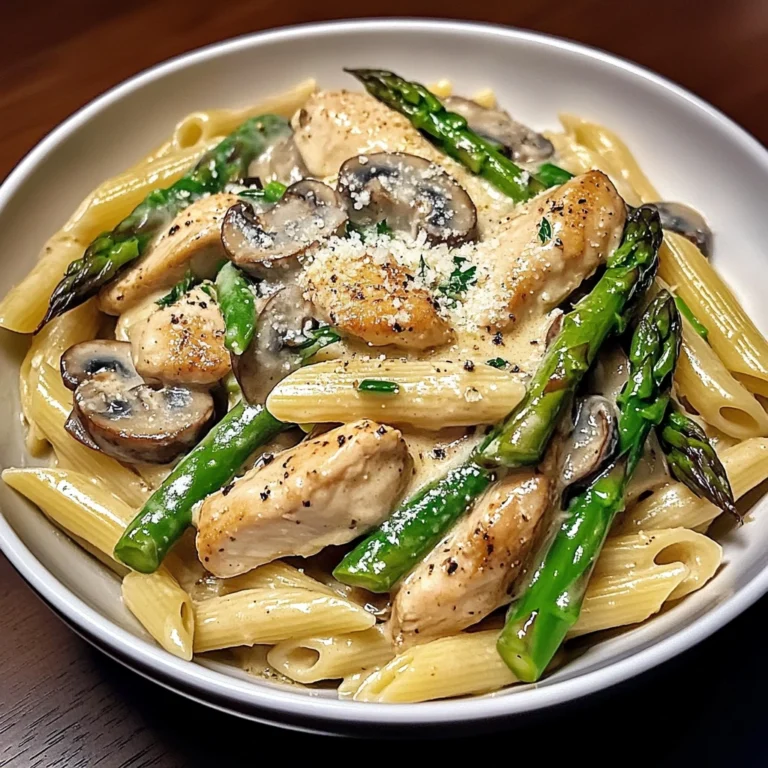 Creamy Mushroom and Asparagus Chicken Penne 30 Minutes Awesome Delicious