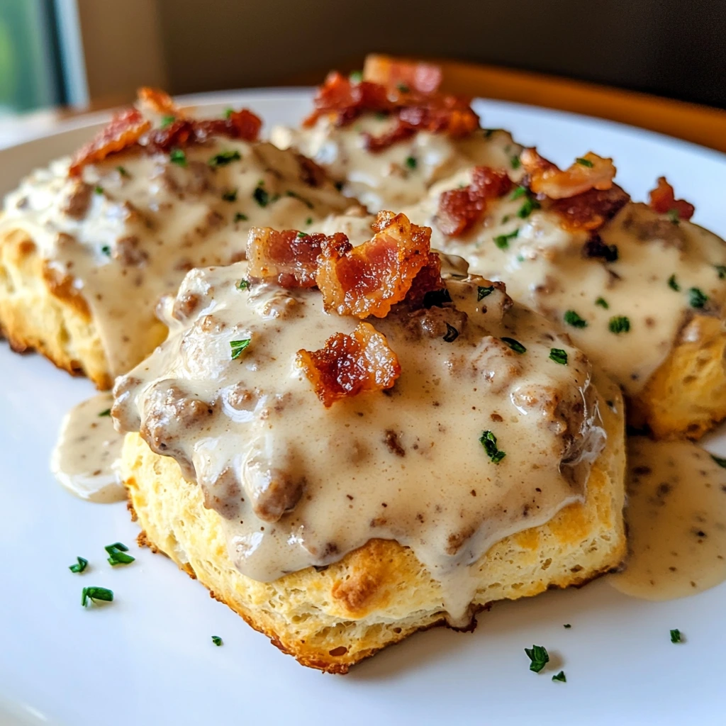Crispy Bacon Sausage Gravy Chaos Biscuits 30 Minutes Awesome Delicious