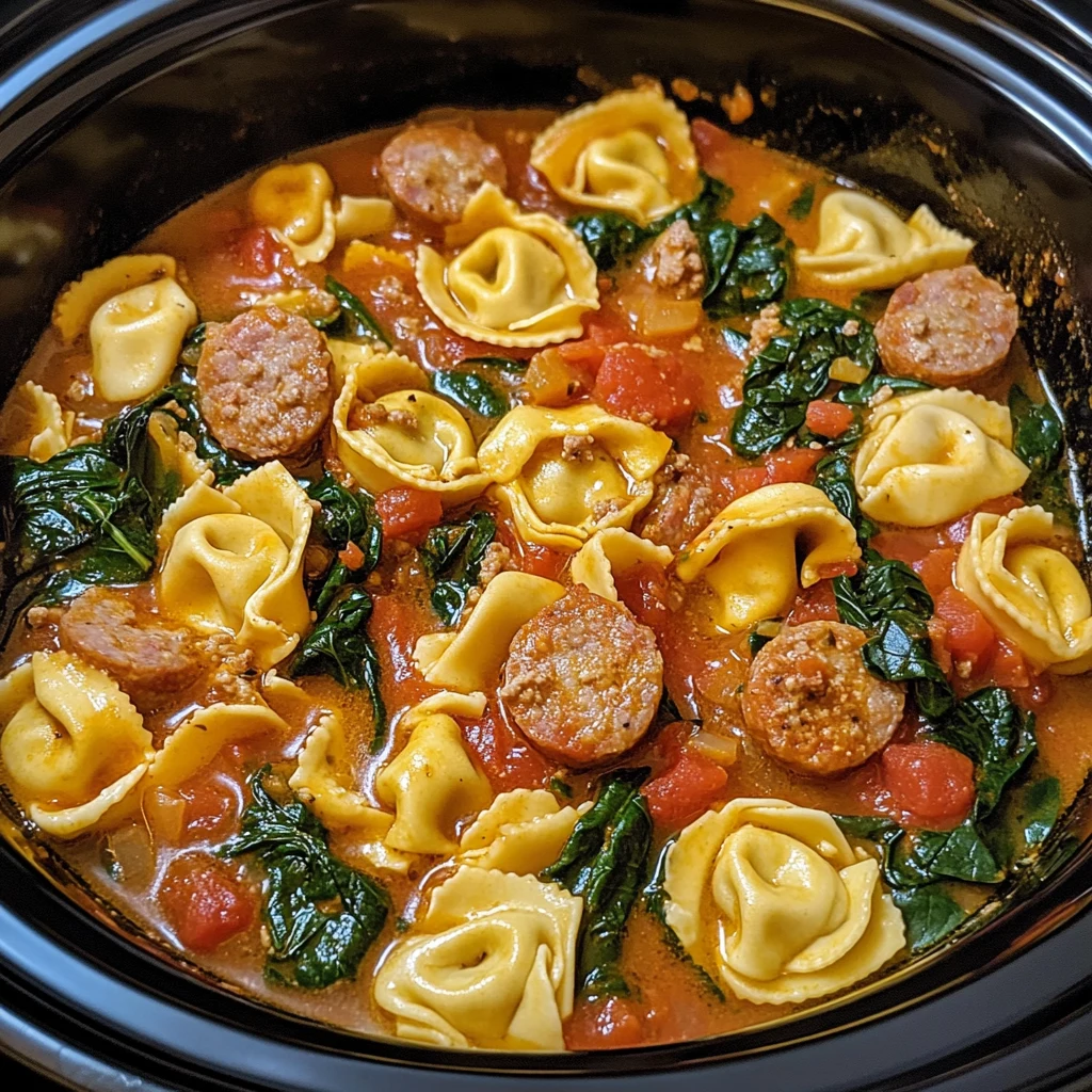 Create Comfort with Crockpot Cheese Tortellini and Sausage Recipe 4 Crockpot Cheese Tortellini and Sausage 5 Steps Amazing