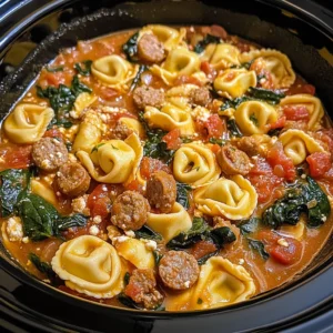 Crockpot Cheese Tortellini and Sausage 5 Steps Amazing
