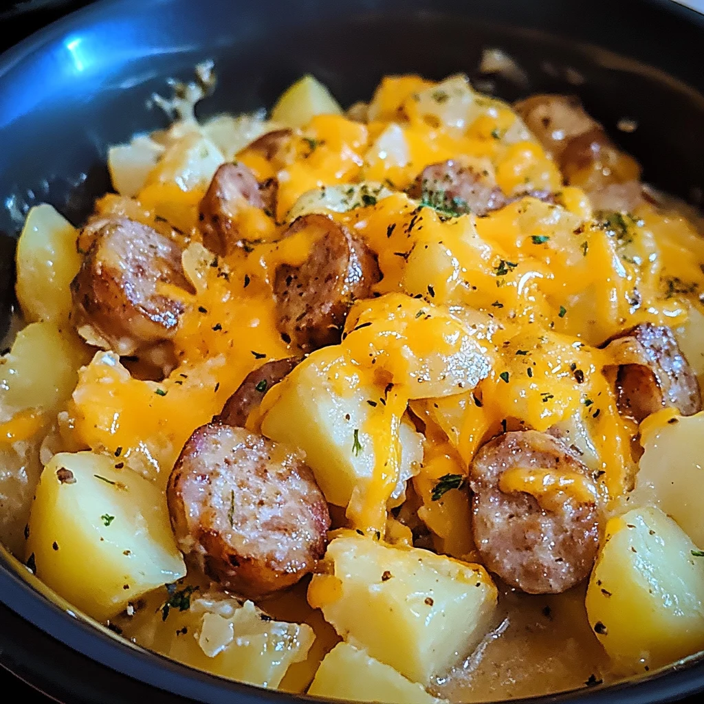 Easy Slow Cooker Sausage and Cheesy Potatoes Recipe
