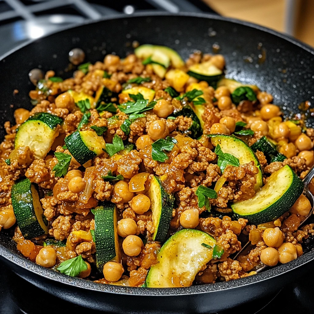 Ground Turkey Zucchini Chickpea Skillet 30 Minutes Easy Delicious