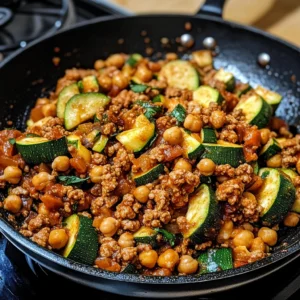 Ground Turkey Zucchini Chickpea Skillet 30 Minutes Easy Delicious