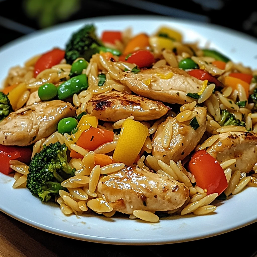 Whip Up This Lemon Chicken & Veggie Orzo Stir Fry in 30 Minutes! 4 Lemon Chicken & Veggie Orzo Stir Fry 30 Minutes Easy Delicious