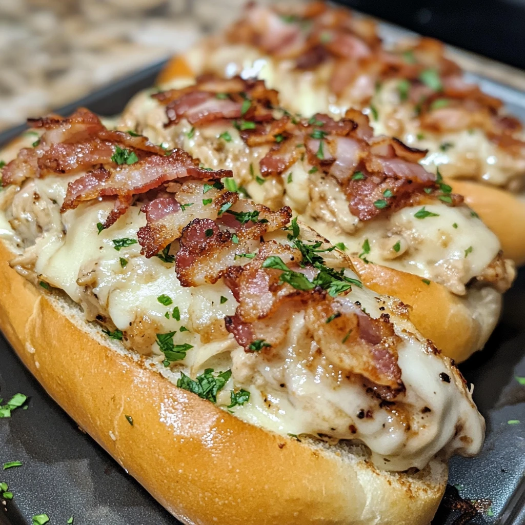 Monster Bacon Chicken Alfredo Loaded Sub Roll Bombs 30 Minutes Ultimate Delicious
