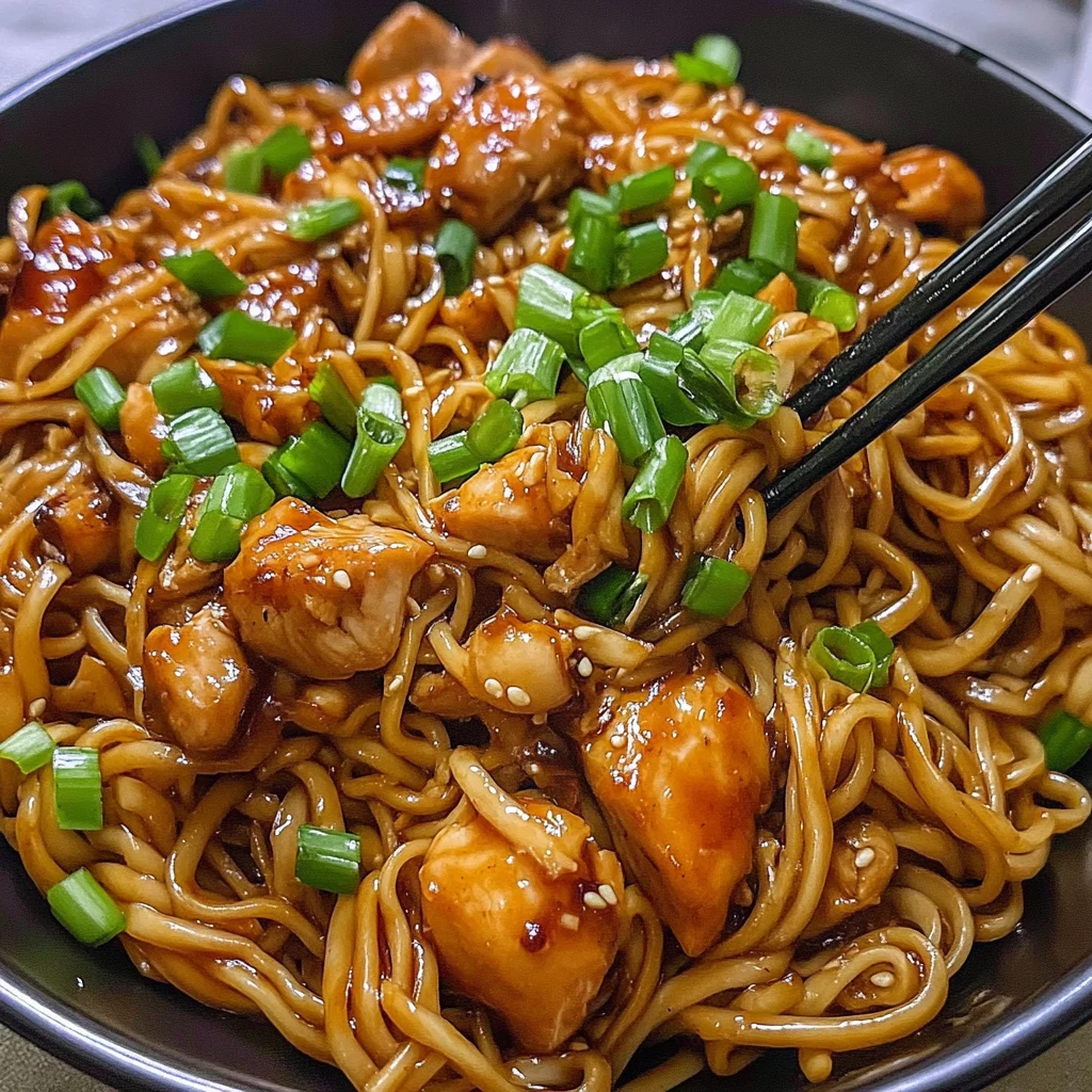 Sticky Garlic Chicken Noodles 20 Minutes Quick Delicious