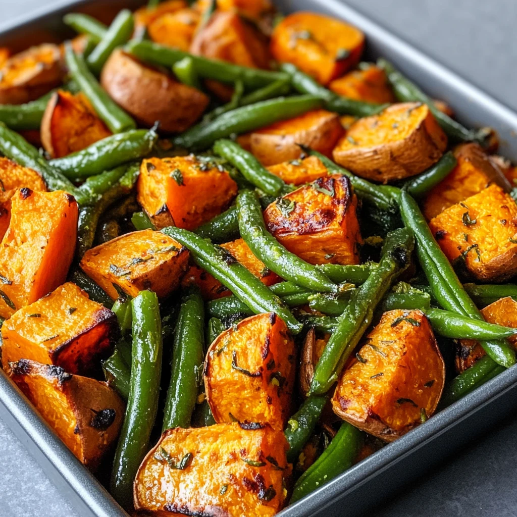 Enjoy a Flavorful Sweet Potato Green Bean Tray Bake Today! 4 Sweet Potato Green Bean Tray Bake 30 Minutes Easy Delicious