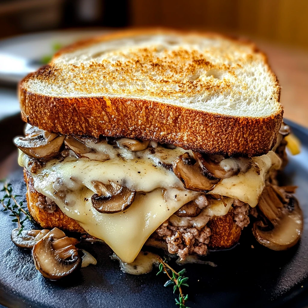 Swiss Mushroom Melt Sandwich 4 Ingredients Easy Delicious
