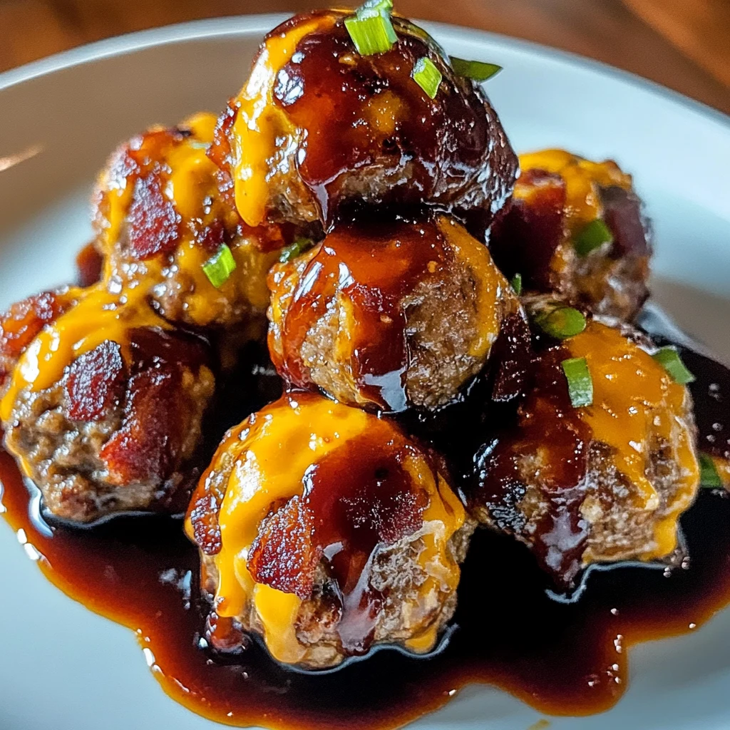 Indulge in Bourbon Bacon Cheeseburger Meatballs for a Flavorful Treat 4 Bourbon Bacon Cheeseburger Meatballs 18 Minutes Easy Delicious