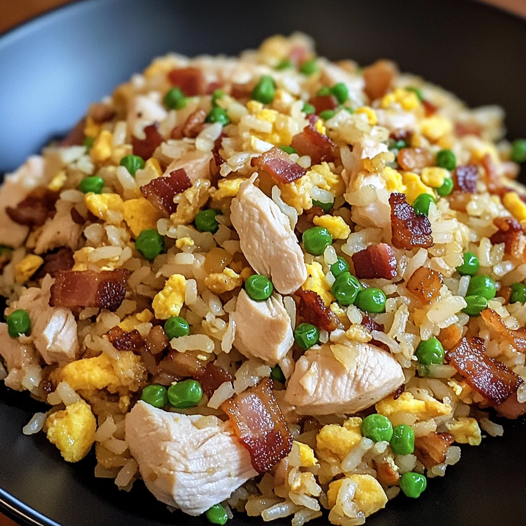 Whip Up Irresistible Chicken and Bacon Fried Rice Tonight! 4 Chicken and Bacon Fried Rice 5 Steps Easy Delicious