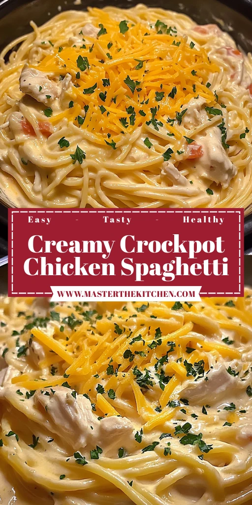 Creamy Crockpot Chicken Spaghetti 4 Servings Easy Delicious
