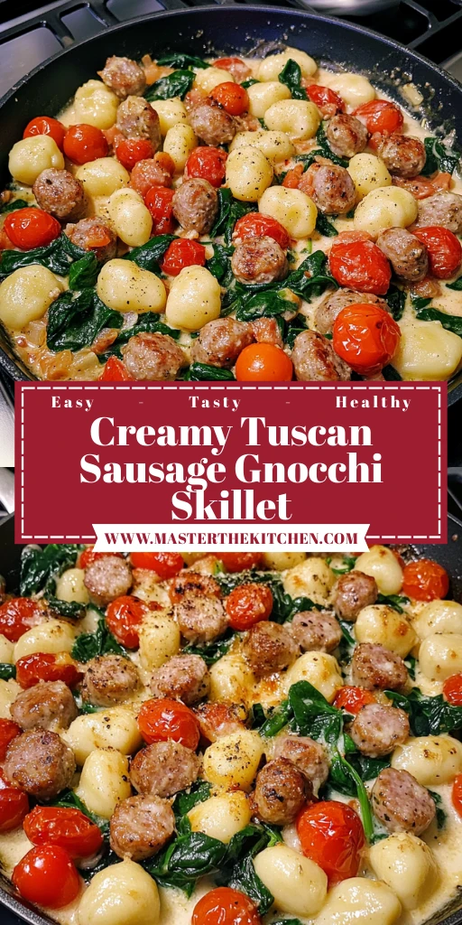 Indulge in Creamy Tuscan Sausage Gnocchi Skillet Tonight! 4 Creamy Tuscan Sausage Gnocchi Skillet 30 Minutes Easy Delicious