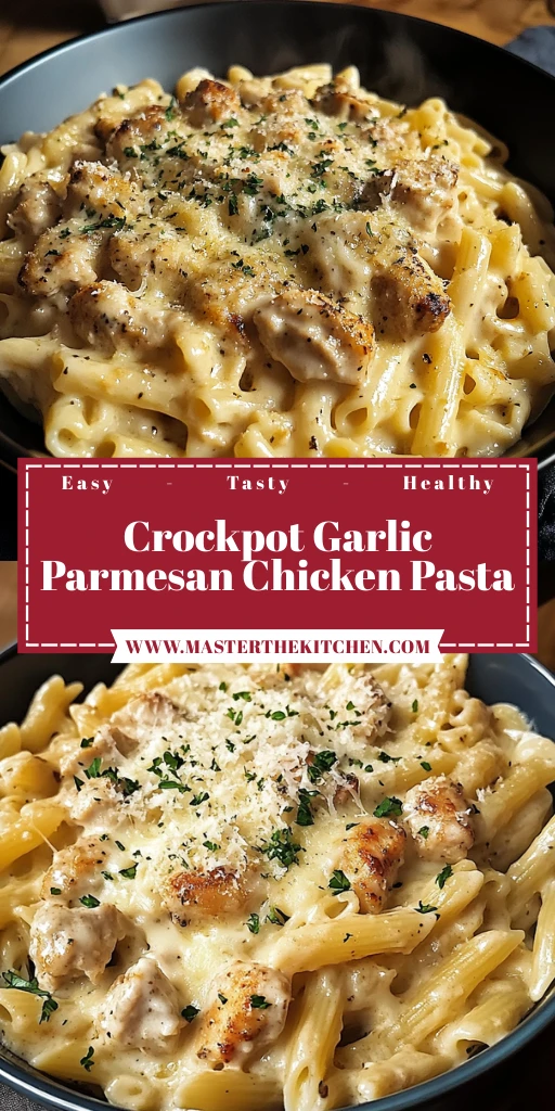 Crockpot Garlic Parmesan Chicken Pasta 4 Servings Easy Delicious