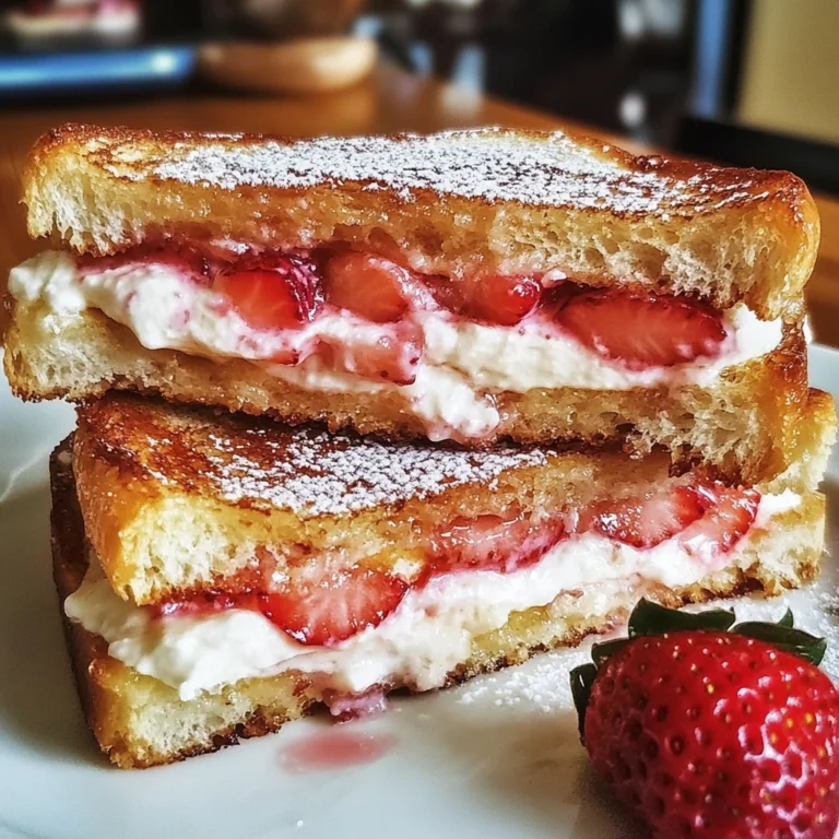 Fried Strawberry Cheesecake Sandwiches 4 Servings Easy Delicious