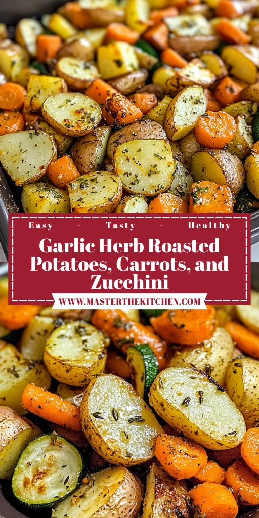 Savor the Flavor of Garlic Herb Roasted Potatoes, Carrots, and Zucchini 4 Garlic Herb Roasted Potatoes, Carrots, and Zucchini 30 Minutes Easy Delicious