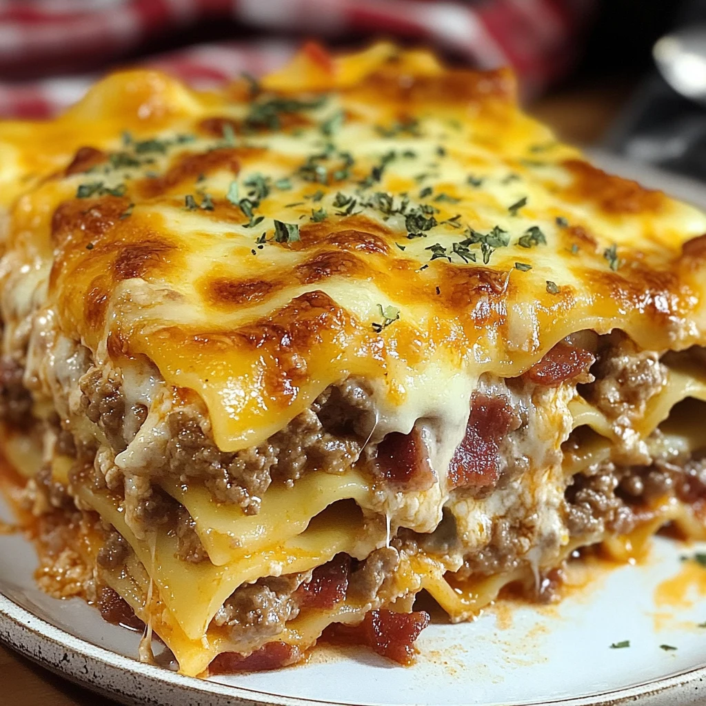 Indulge in Parmesan Garlic Bacon Cheeseburger Lasagna Today! 4 Parmesan Garlic Bacon Cheeseburger Lasagna 30 Minutes Ultimate Delicious
