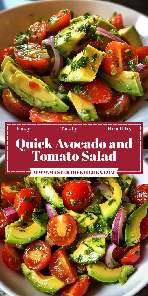 Discover the Best Quick Avocado and Tomato Salad Recipe Today! 4 Quick Avocado and Tomato Salad 4 Servings Easy Delicious