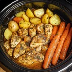 Slow Cooker Garlic Butter Chicken and Veggies 4 Servings Easy Delicious
