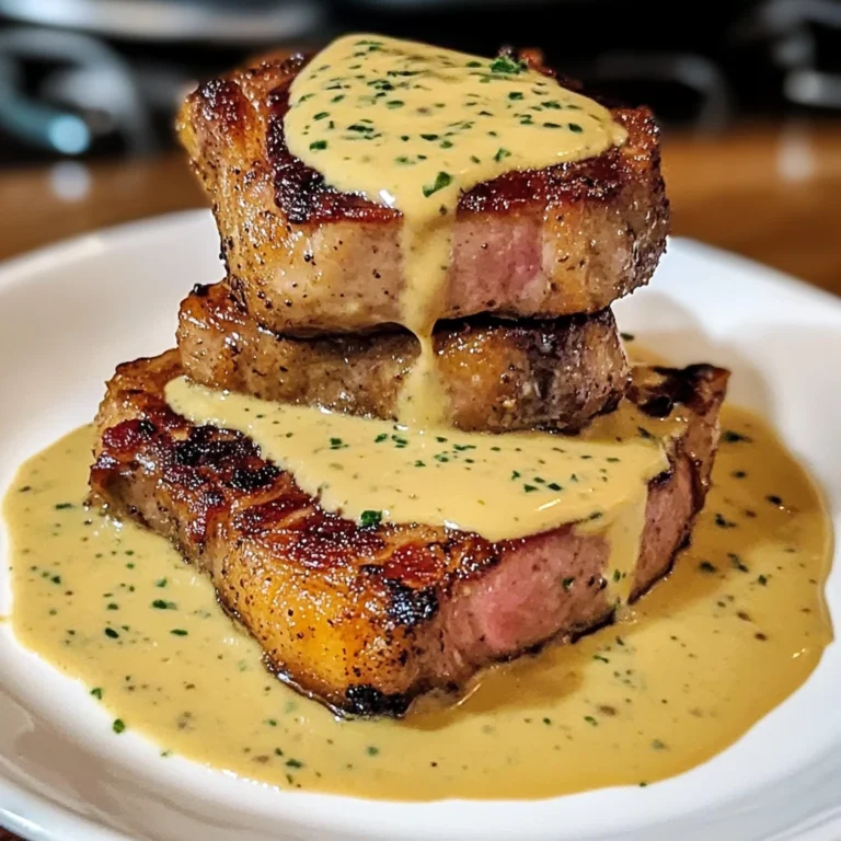 Bacon Pork Chops with Dijon Cream Sauce - 4 Servings Awesome Delicious