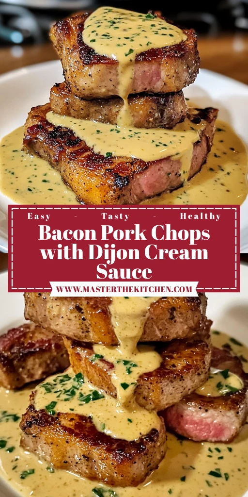 Bacon Pork Chops with Dijon Cream Sauce - 4 Servings Awesome Delicious