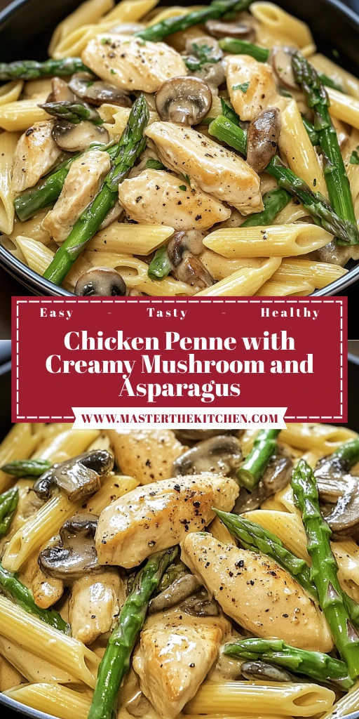 Chicken Penne with Creamy Mushroom and Asparagus 30 Minutes Easy Delicious