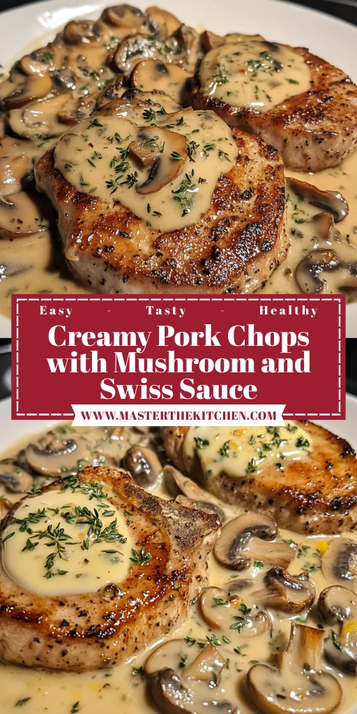 Creamy Pork Chops with Mushroom and Swiss Sauce - 30 Minutes