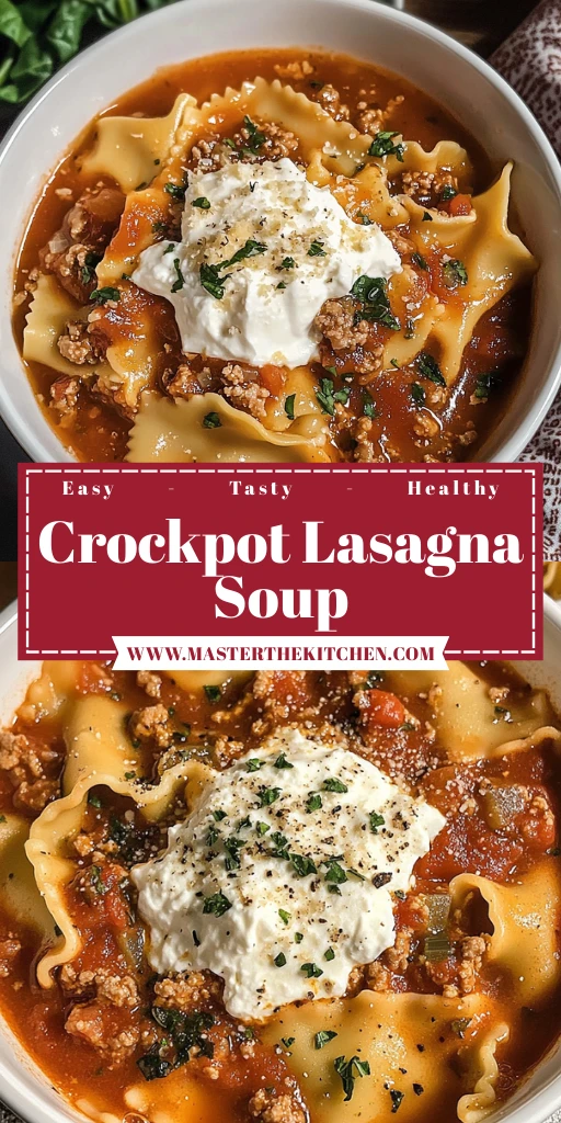 Crockpot Lasagna Soup 4 Servings Easy Delicious