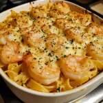 Garlic Parmesan Shrimp Fettuccine Bake 4 Servings Awesome Delicious