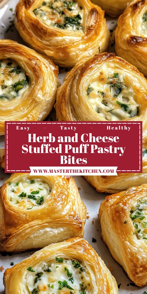 Herb and Cheese Stuffed Puff Pastry Bites 4 Servings Easy Delicious