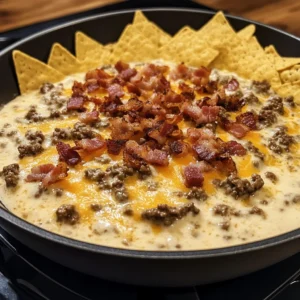 Sizzling Bacon Cheeseburger Queso Dip 5 Steps Awesome Delicious