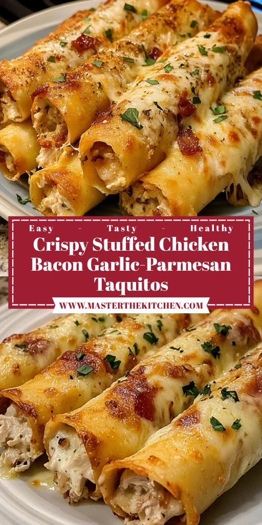 Crispy Stuffed Chicken Bacon Garlic-Parmesan Taquitos 30 Minutes Ultimate Delicious