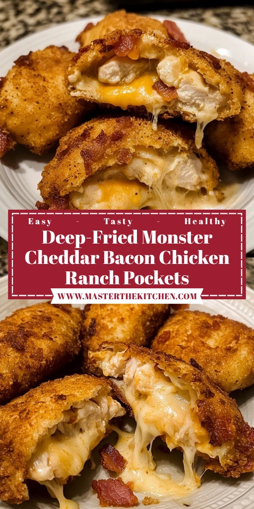 Deep-Fried Monster Cheddar Bacon Chicken Ranch Pockets