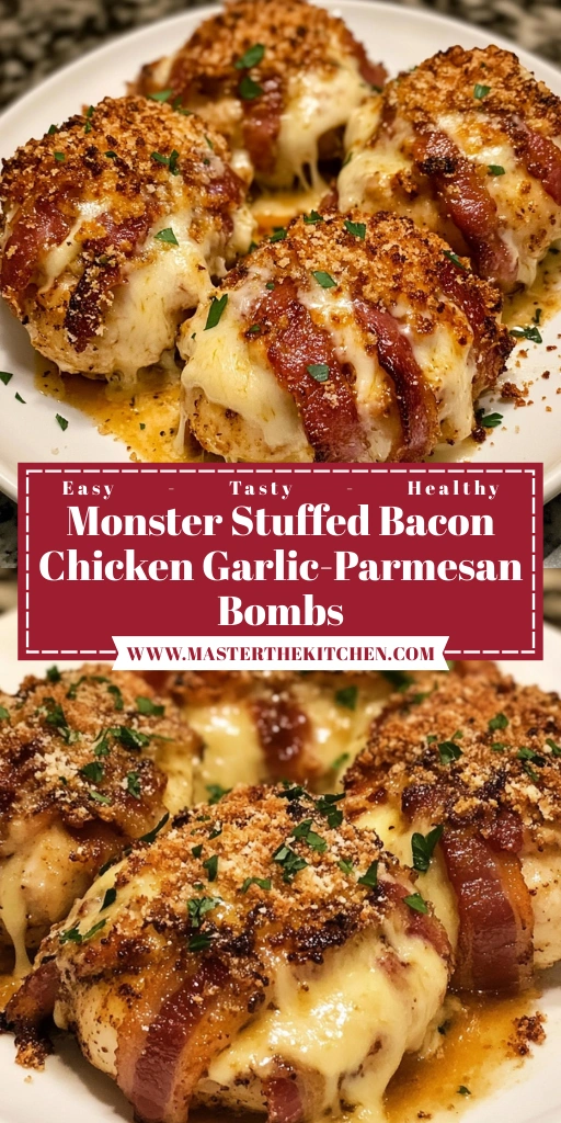 Monster Stuffed Bacon Chicken Garlic-Parmesan Bombs - 30 Minutes Ultimate Delicious