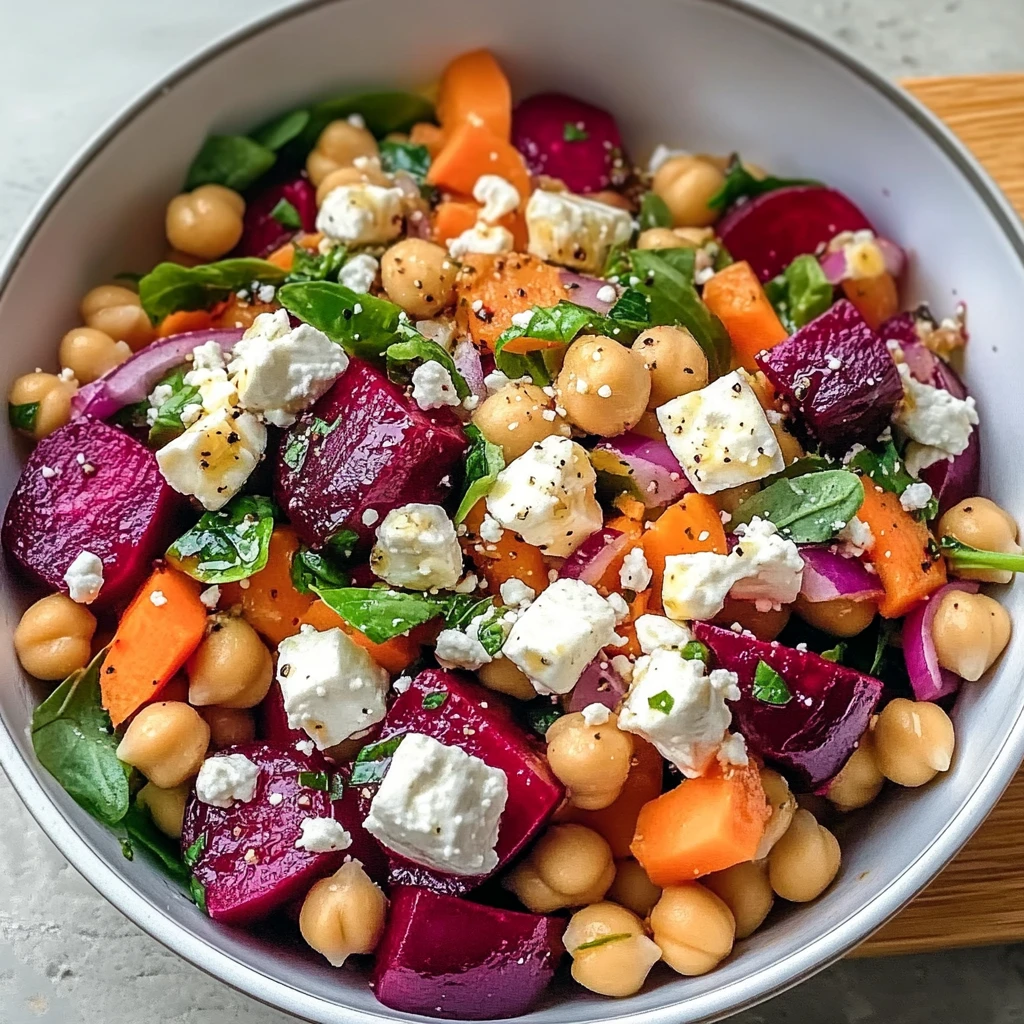 Chickpea Beet and Feta Salad 4 Servings Easy Delicious